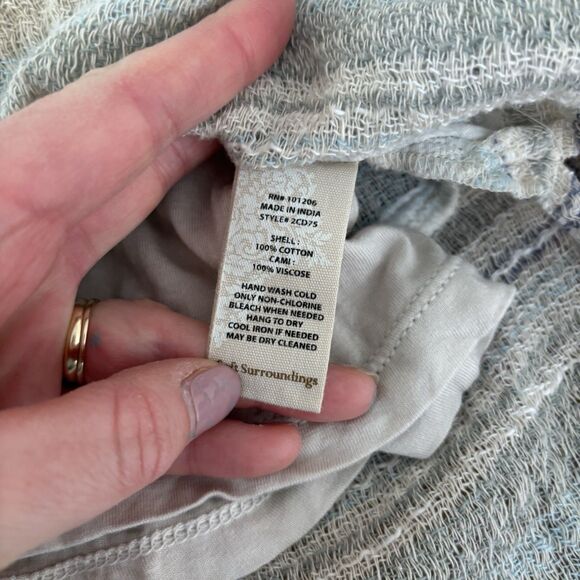 Soft Surroundings Seaside Blue Sand Woven Cotton Pullover Blouse Top Womens Med - Picture 7 of 11